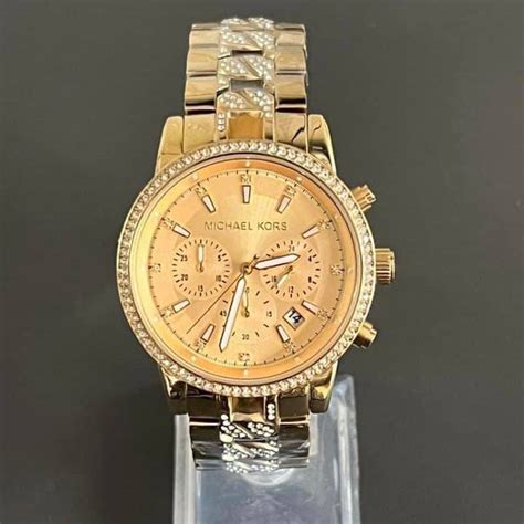 Women's Ritz Horn Acetate Gold Dial Watch 